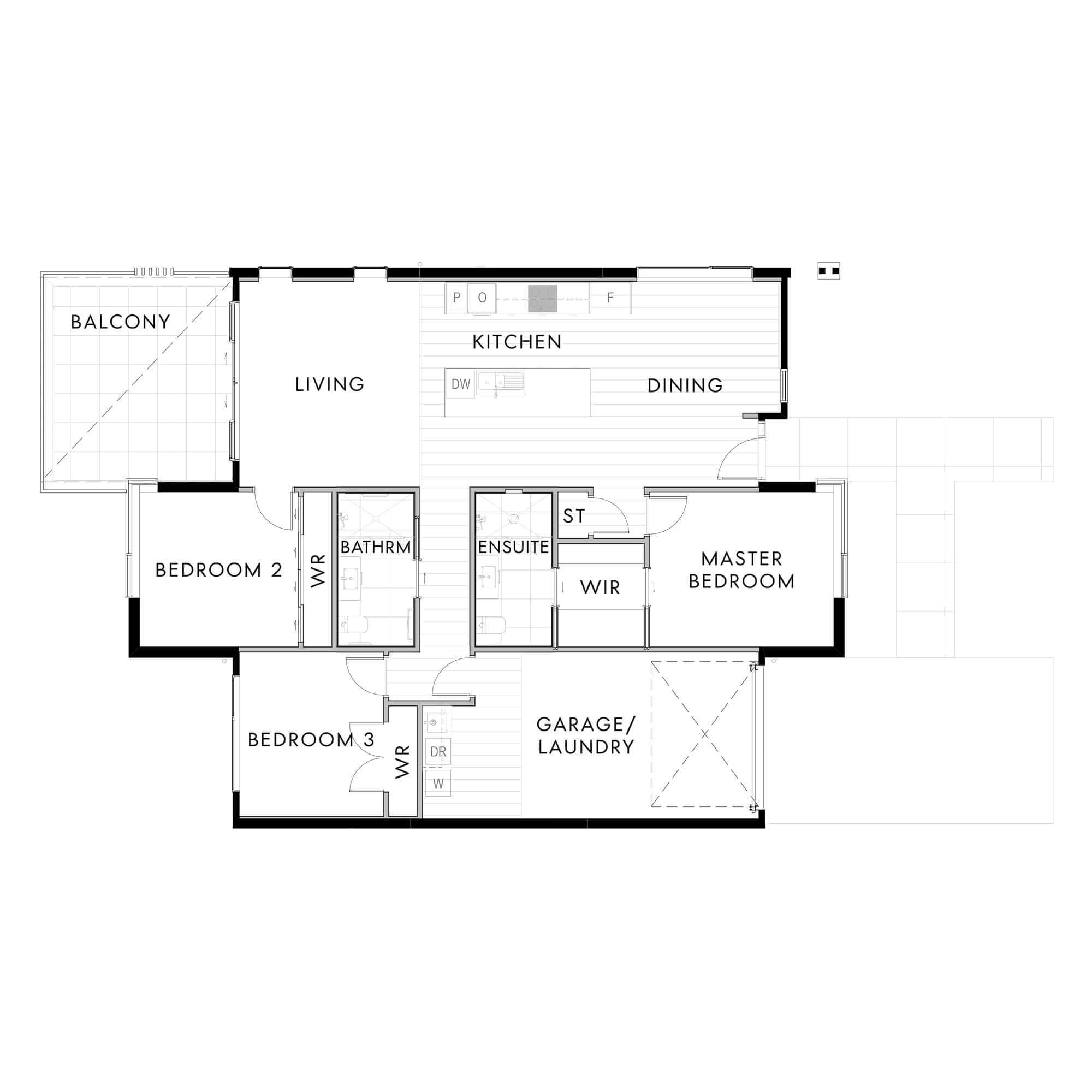 Simple architectural floor plan for the villa at 18 Bronzewater Drive.