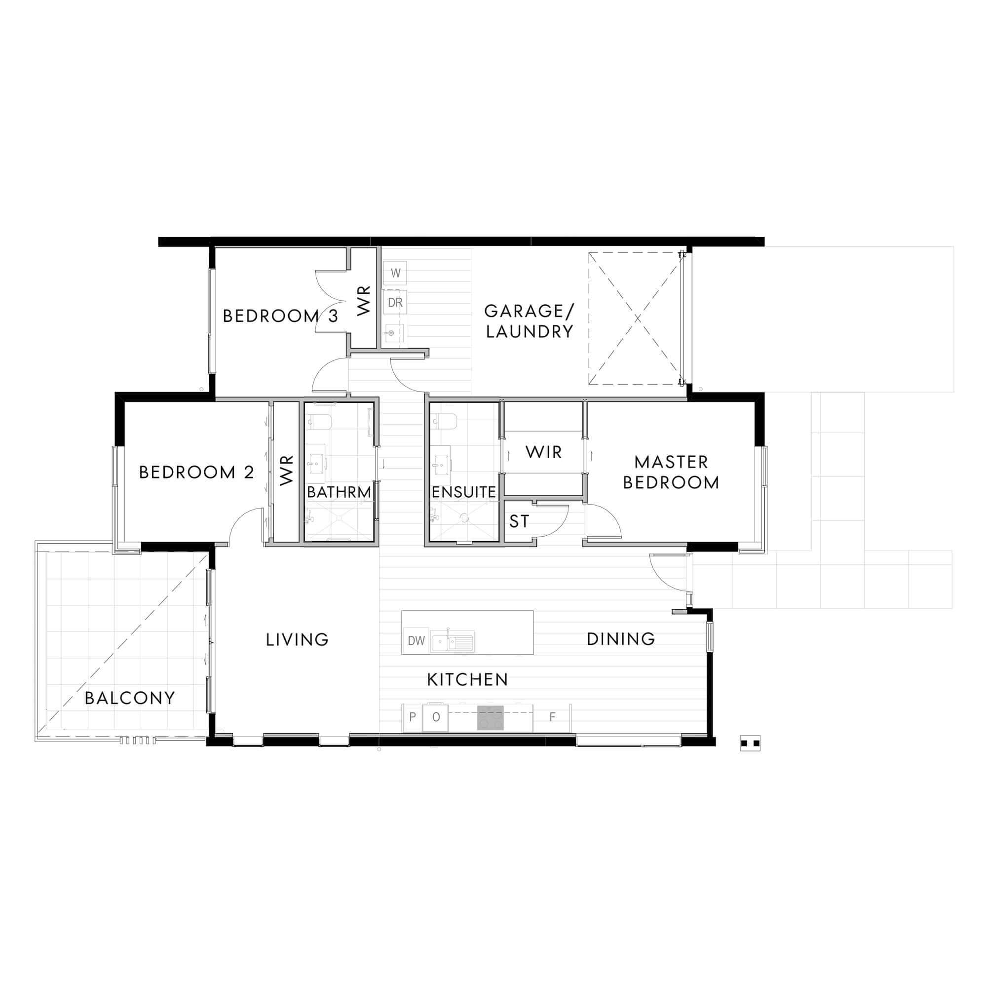 Simple architectural floor plan for the villa at 22 Bronzewater Drive.