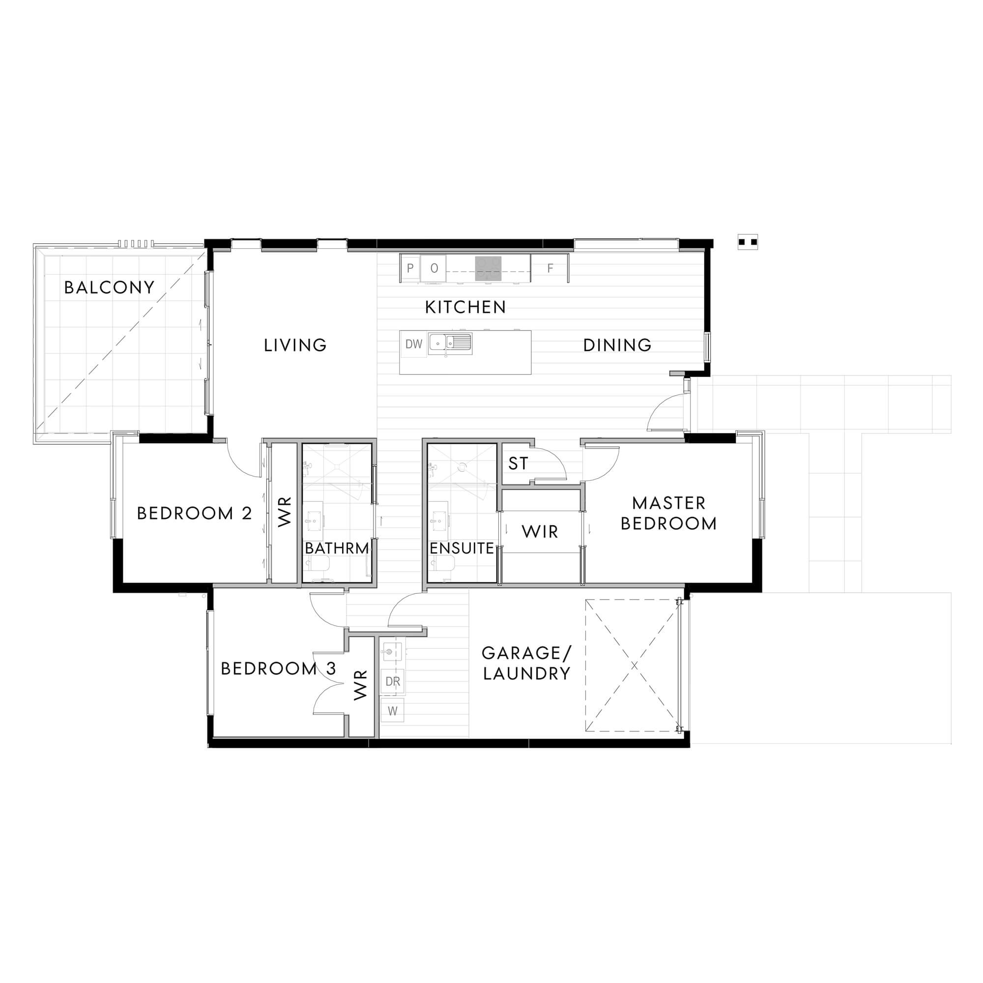 Simple architectural floor plan for the villa at 24 Bronzewater Drive.