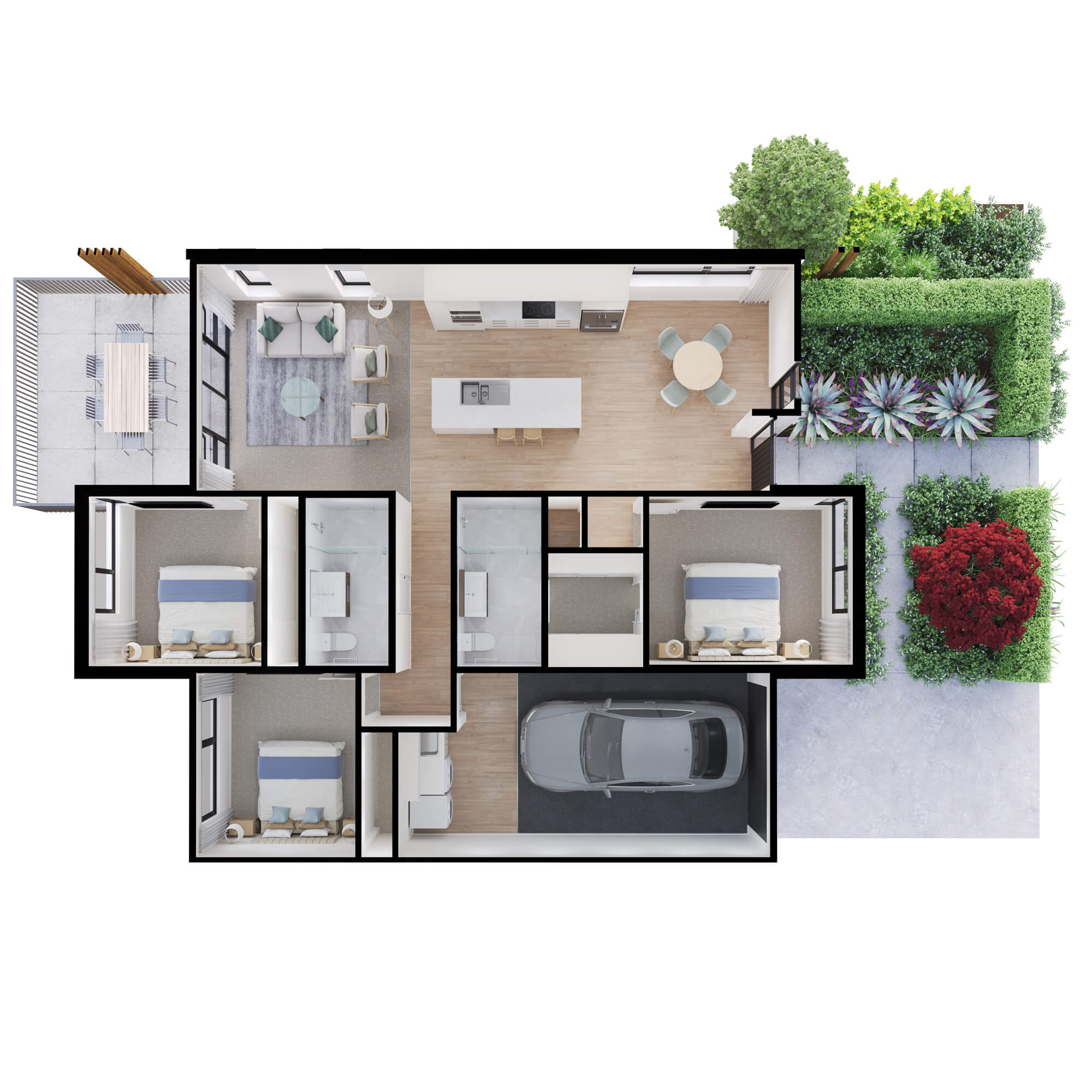 Isometric rendered floor plan for the villa at 24 Bronzewater Drive.