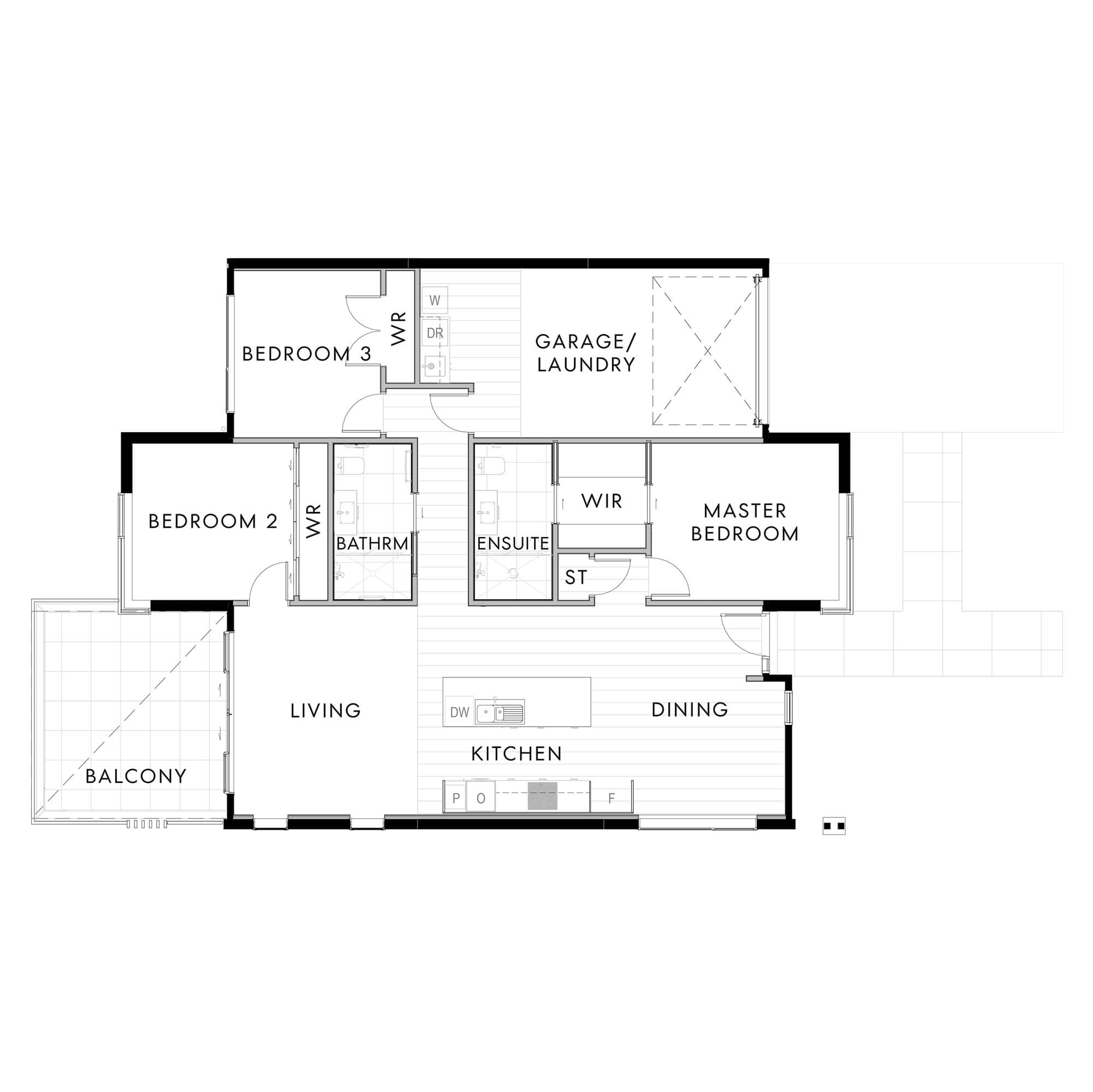 Simple architectural floor plan for the villa at 26 Bronzewater Drive.