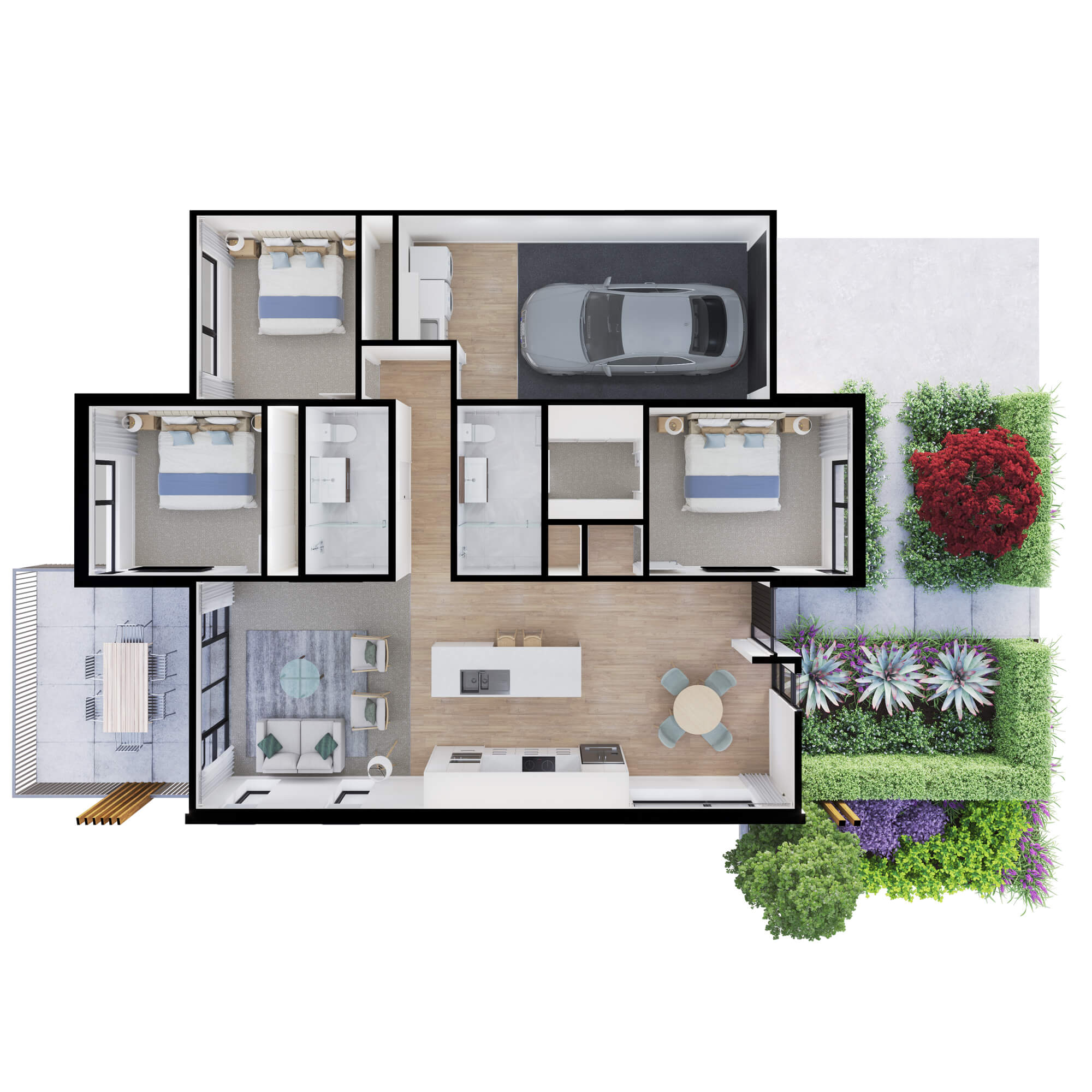 Isometric rendered floor plan for the villa at 26 Bronzewater Drive.