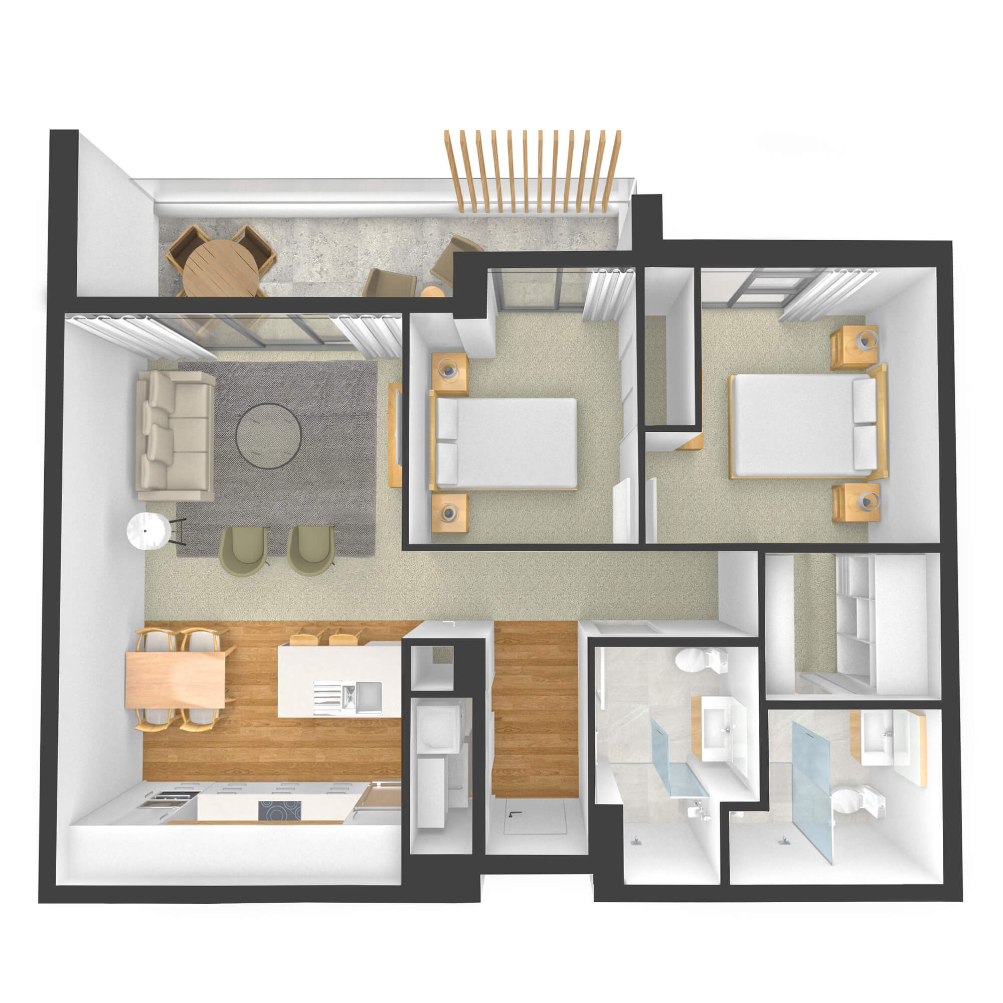 Isometric rendered floor plan for apartment 303 in the Rimu Building.