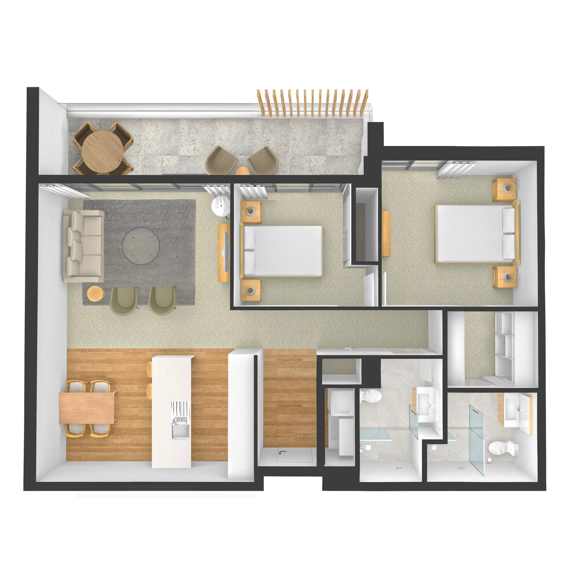 Isometric rendered floor plan for apartment G05 in the Rimu Building.